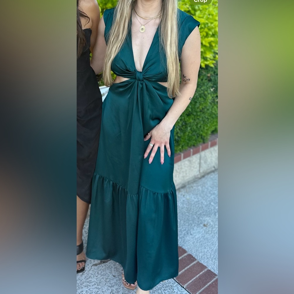 Jason Wu Teal Waist Cutout Maxi Dress with Deep V, Size Women’s Medium